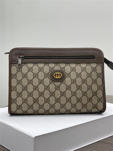 gucci 89 01 021|GUCCI Vintage pouch clutch bag Sherry line 89 01 021 authentic .